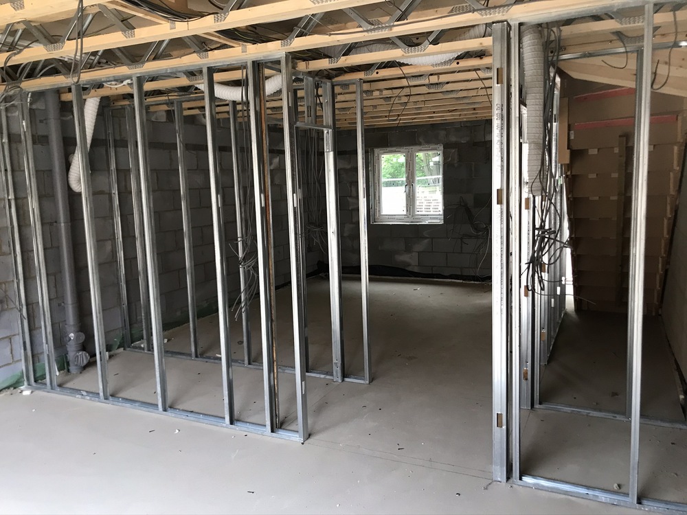 Metal stud partition walls in a new build home